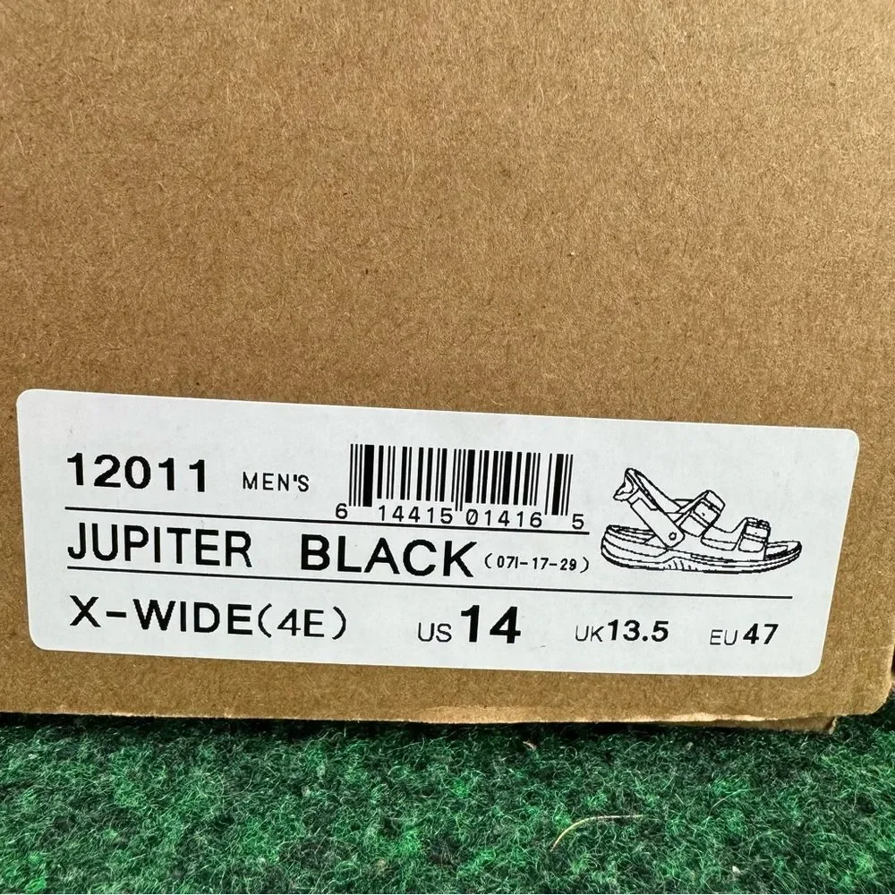Orthofeet Jupiter Hands-Free Sandals Black Leather Men's Size 14 X-Wide 4E